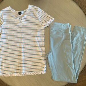 Athleta Girl light green Leggings XL 14 and Art Class Top XL excellent cond